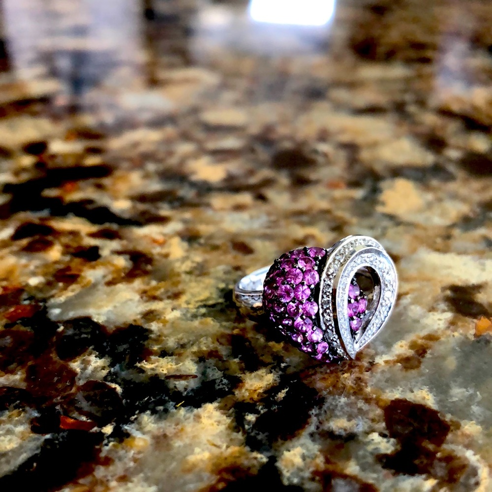 Carlo Viani 18k Pink Sapphire & Diamond ring
